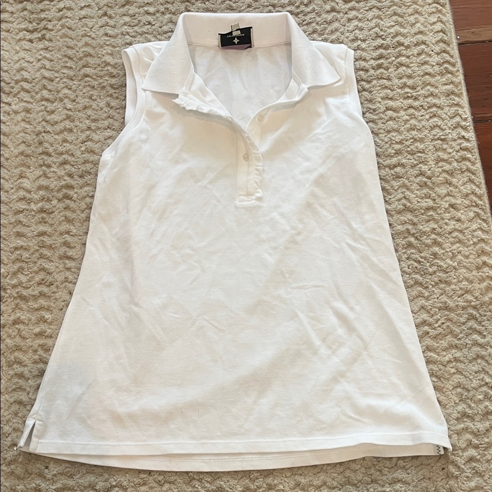 NWOT Tuckernuck Pique Sleeveless Ruffle Margaret Polo